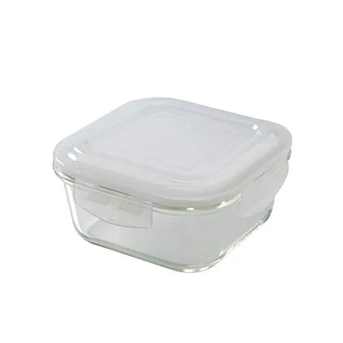 Borosil - Glass Lunch Box Set Of 3, Clear, 320 Ml, Microwave Safe Office Tiffin (12 X 12 X 6.5 Cm)