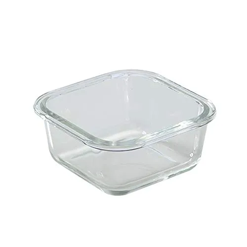 Borosil - Glass Lunch Box Set Of 3, Clear, 320 Ml, Microwave Safe Office Tiffin (12 X 12 X 6.5 Cm)