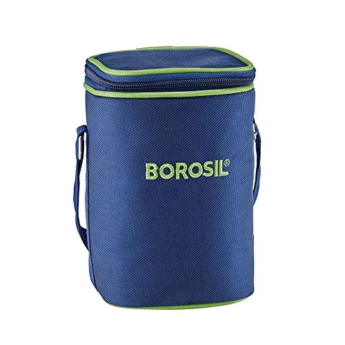 Borosil - Glass Lunch Box Set Of 3, Clear, 320 Ml, Microwave Safe Office Tiffin (12 X 12 X 6.5 Cm)