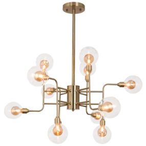 Bright Star Lighting CH260/12 BRASS Metal and Glass Chandelier