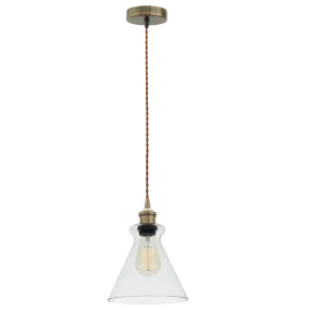 Bright Star Lighting PEN536 CLEAR E27 CLEAR GLASS BROWN CABLE Pendant