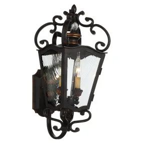 Brixton Ivey 21 in. 2 Lights Outdoor Wall Lantern Sand Coal with Honey Gold Finish