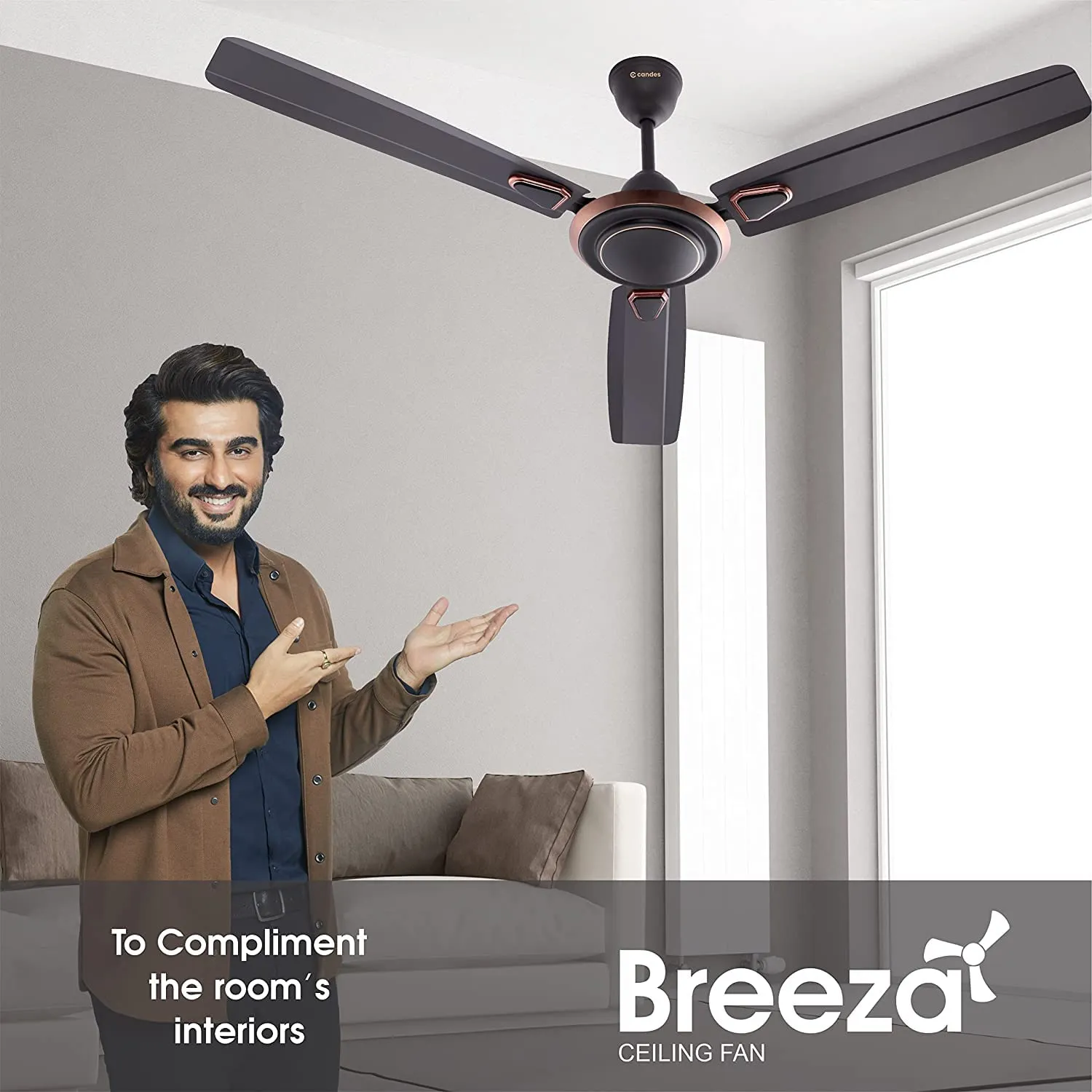 Candes Breeza Ceiling Fans for Home 1200mm / 48 inch | BEE 3 Star Rated, High Air Delivery, Noiseless & Energy Efficient | 1 1 Years Warranty | Coffee Brown