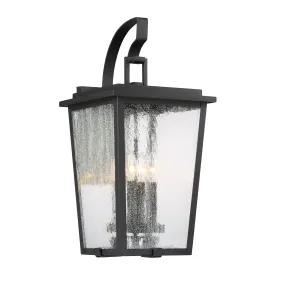 Cantebury 4-Light Outdoor Wall Mount in Coal with Gold & Clear Seeded Glass