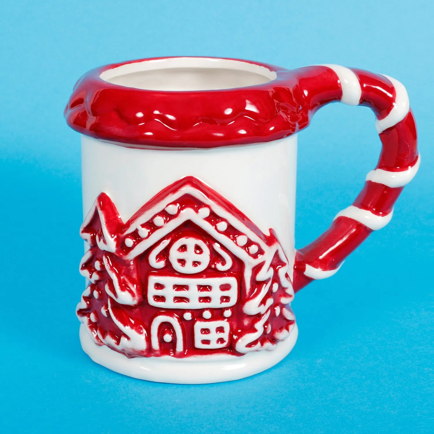 Christmas Coffee Mug Festive White and Red Ceramic Dolomite Style