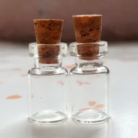 CLEARANCE Dollhouse Glass Bottles with Corks (18mm x 10mm / 0.5ml / 2pcs) Miniature Glass Vial Charm Mini Glass Jar Tiny Glass Vile Pendant DIY MC17