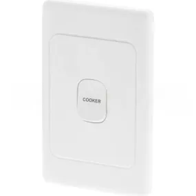 Clipsal 45 Amp 1 Gang 2000 SERIES Vertical Internal Isolation Rocker Switch Engraved With COOKER White