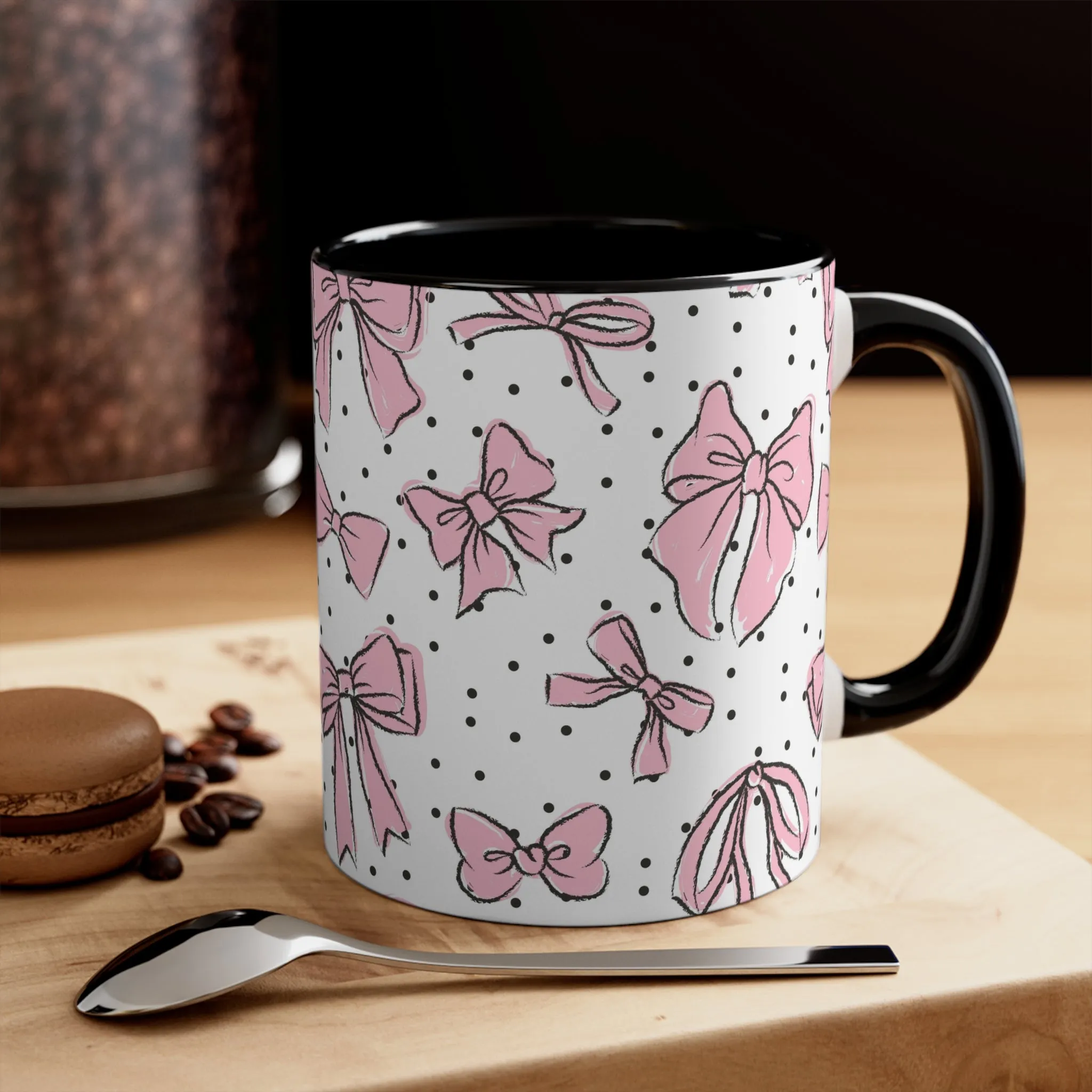 Coquette Black with Pink Bow Ceramic Mug