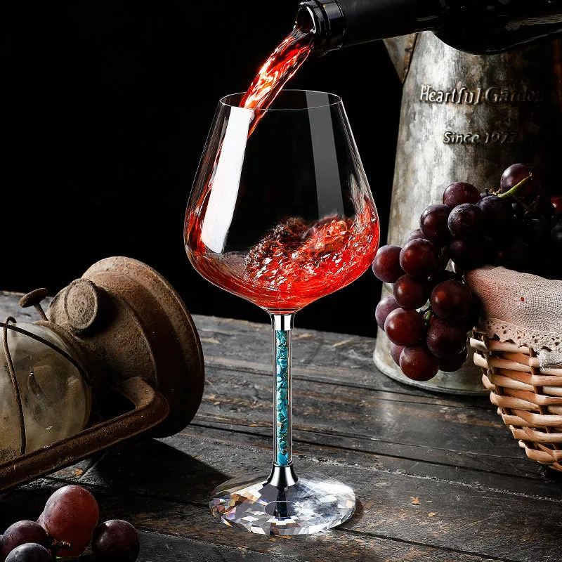 Coral Turquoise Stem Red Wine Glasses and Decanter Set