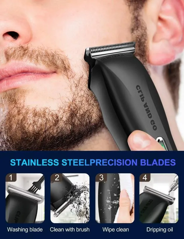 Cordless Rechargeable Hair  & Beard Trimmer Kit with 5 Guide Combs