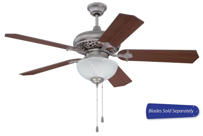 Craftmade MI52AN - 52 Inch Ceiling Fan w/Amber Frost Bowl, Blade Options Antique Nickel