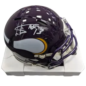 Cris Carter Autographed Minnesota Vikings Speed Throwback Mini Helmet w/ HOF Inscription