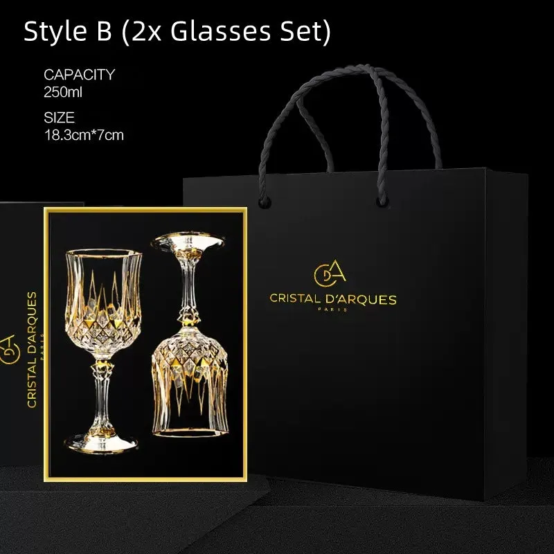 Cristal D'Arques Golden Vine Crystal Wine Glasses With Decanter Sets