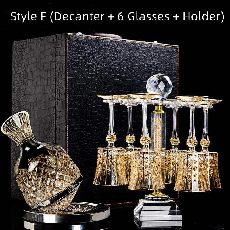 Cristal D'Arques Golden Vine Crystal Wine Glasses With Decanter Sets