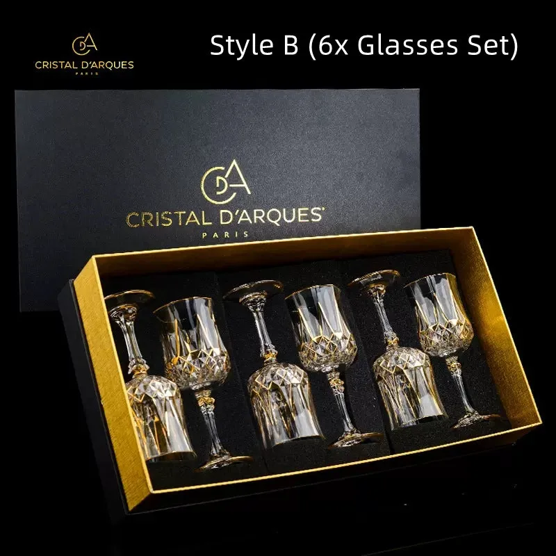 Cristal D'Arques Golden Vine Crystal Wine Glasses With Decanter Sets