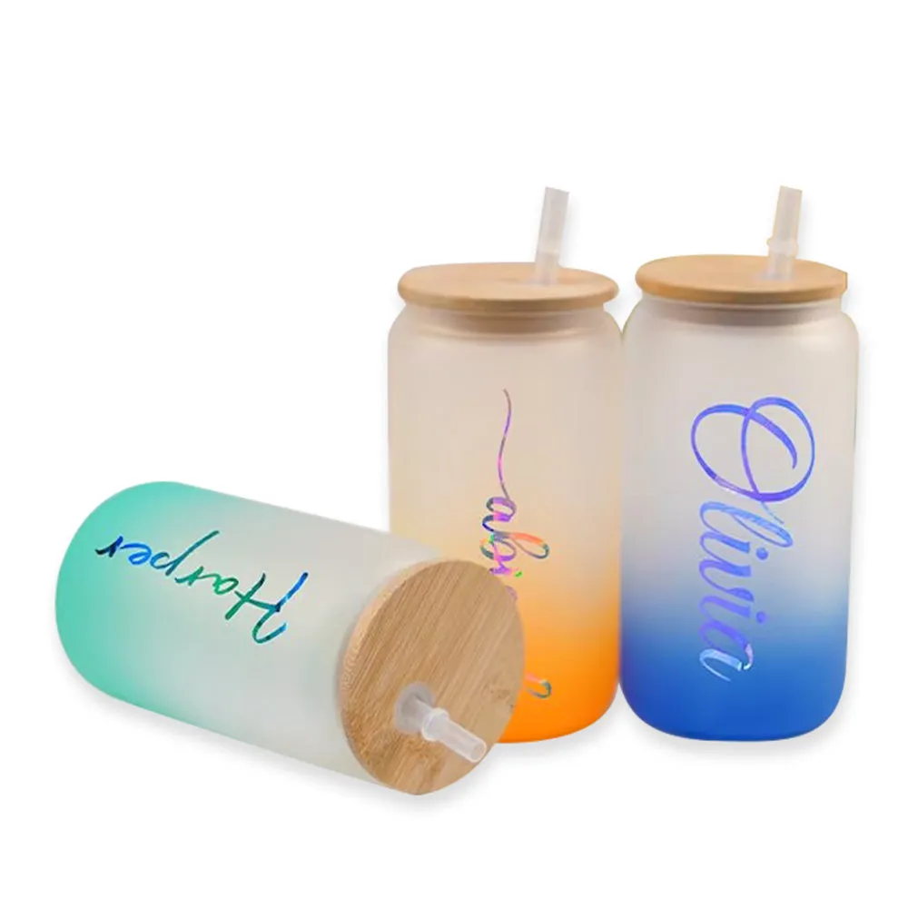 Custom Colorful Frosted Water Bottle Tumbler With Bamboo Lid And Straw