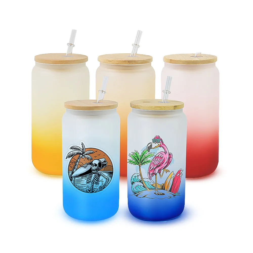 Custom Colorful Frosted Water Bottle Tumbler With Bamboo Lid And Straw