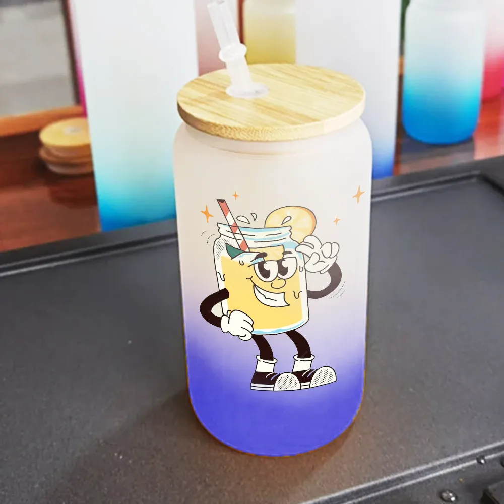 Custom Colorful Frosted Water Bottle Tumbler With Bamboo Lid And Straw