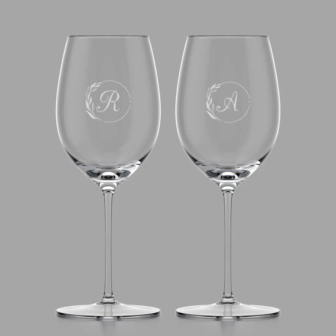 Customized Wine Glasses for Couples - Engraved Wine Glasses with Monogram