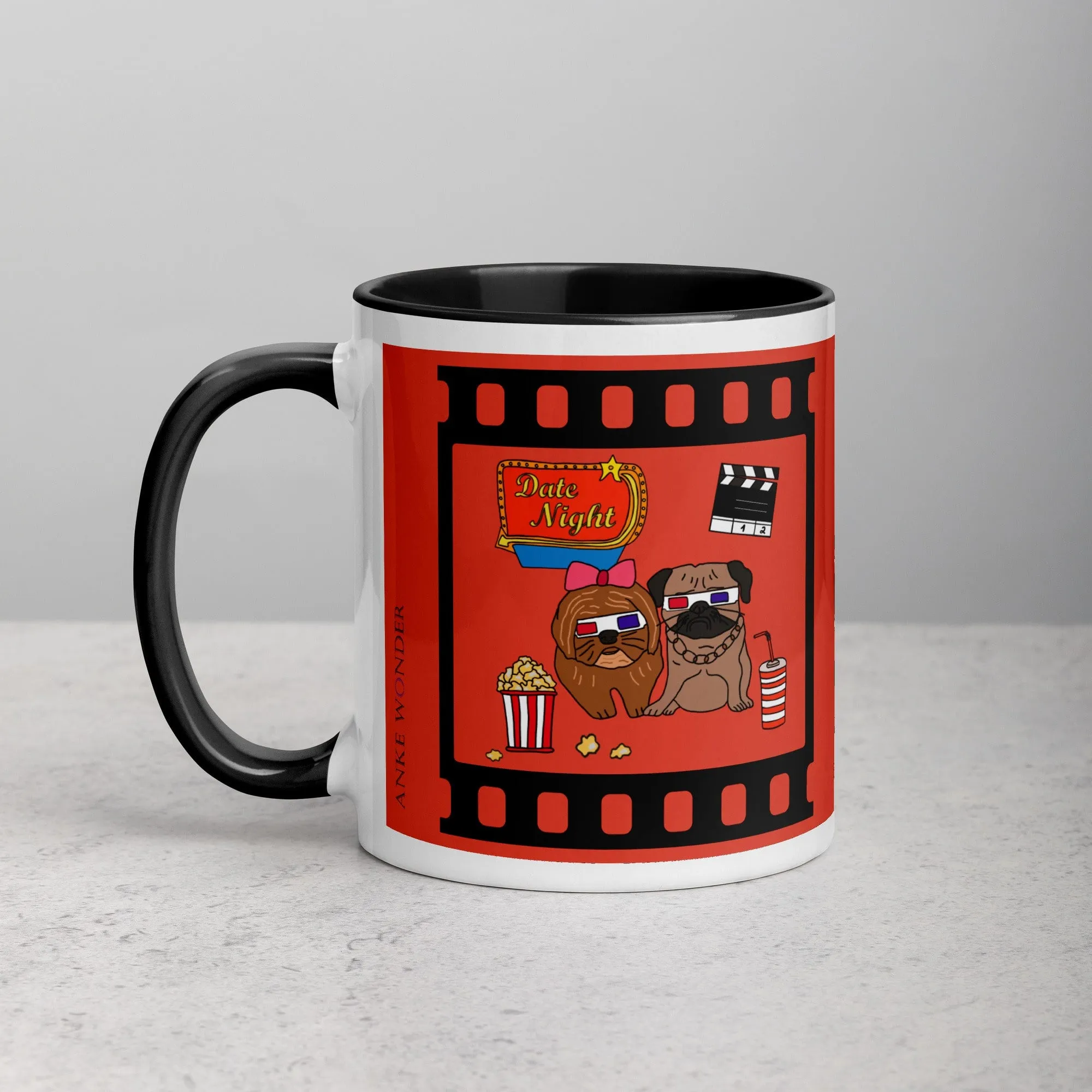 Date Night Pug Movie Mug - Ceramic Dog Mug