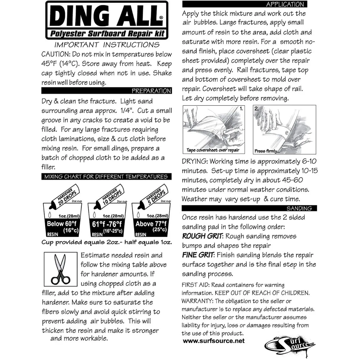 Ding Repair - Ding All Standard (polyester) Repair Kit