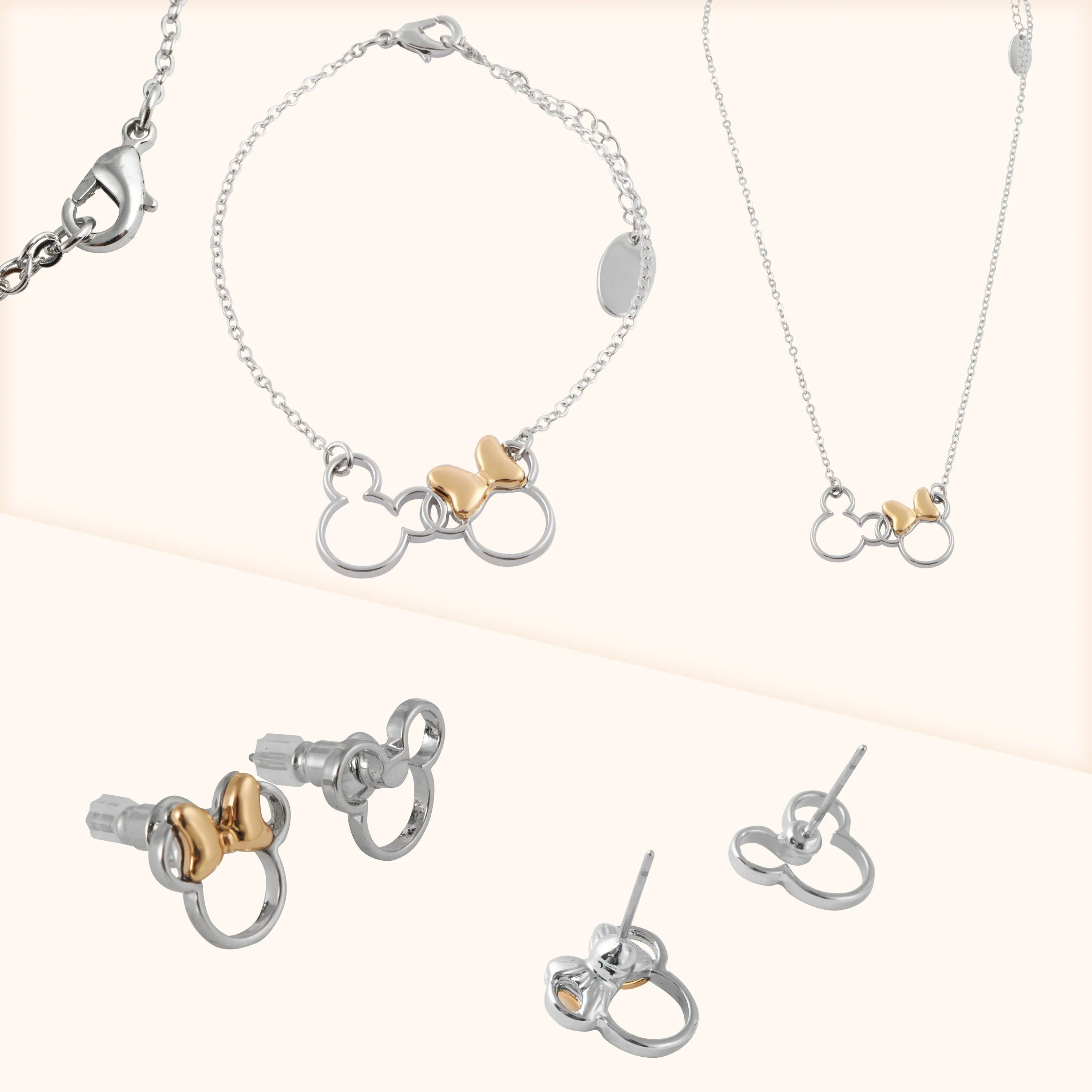 Disney Jewellery Set - Earrings, Bracelet & Necklace - Minnie/Mickey