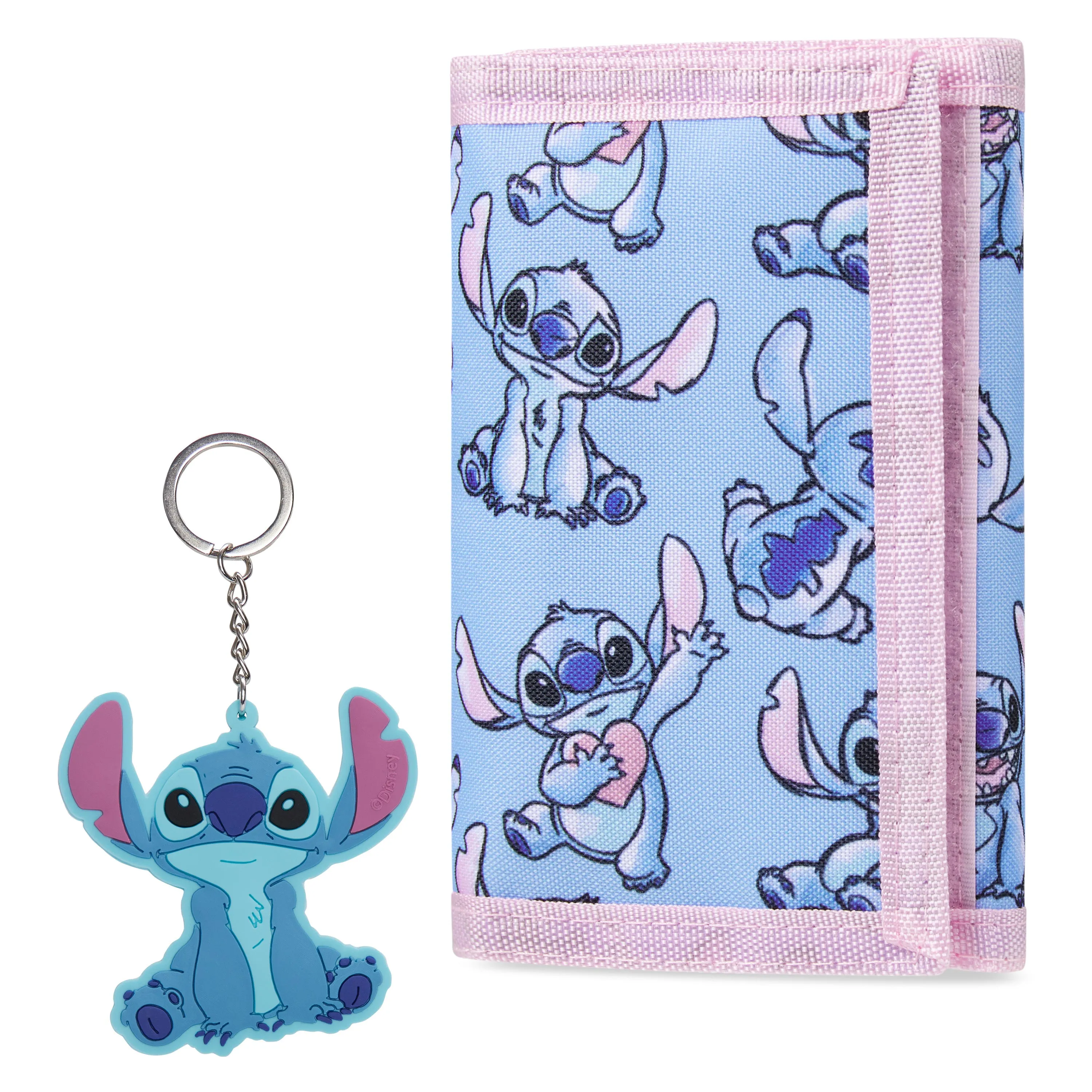 Disney Stitch Kids Wallet and Keyring Gift Set - Blue Stitch