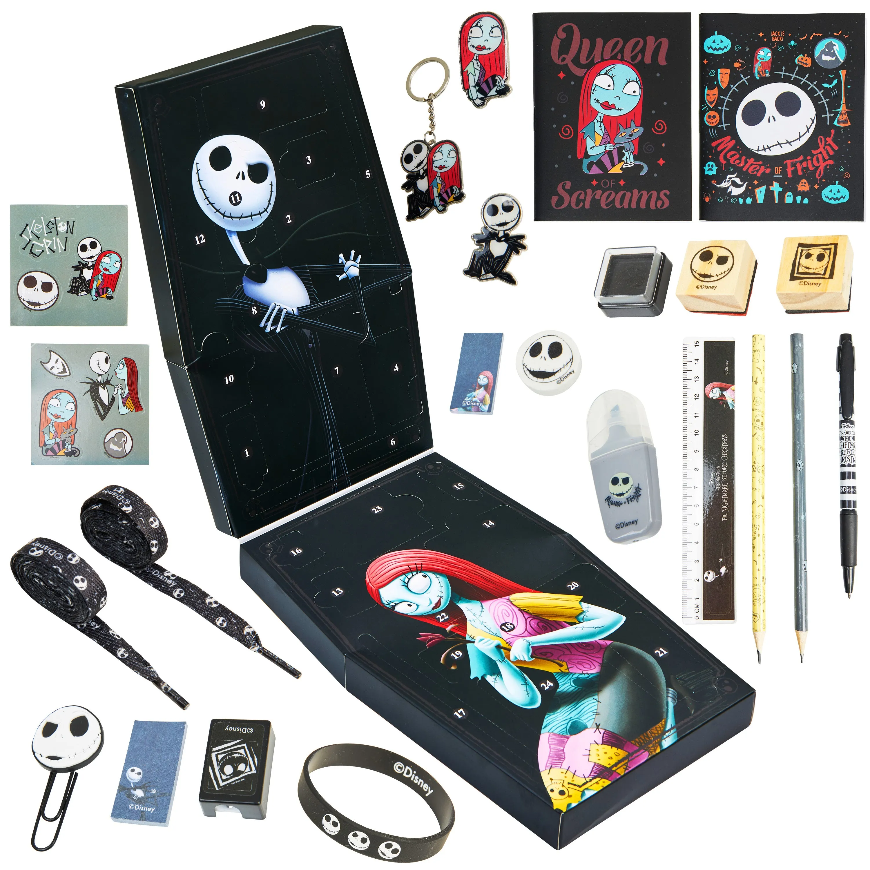 Disney The Nightmare Before Christmas Advent Calendar 2025 Women Teens, Countdown Calendar with Stationery (Black)