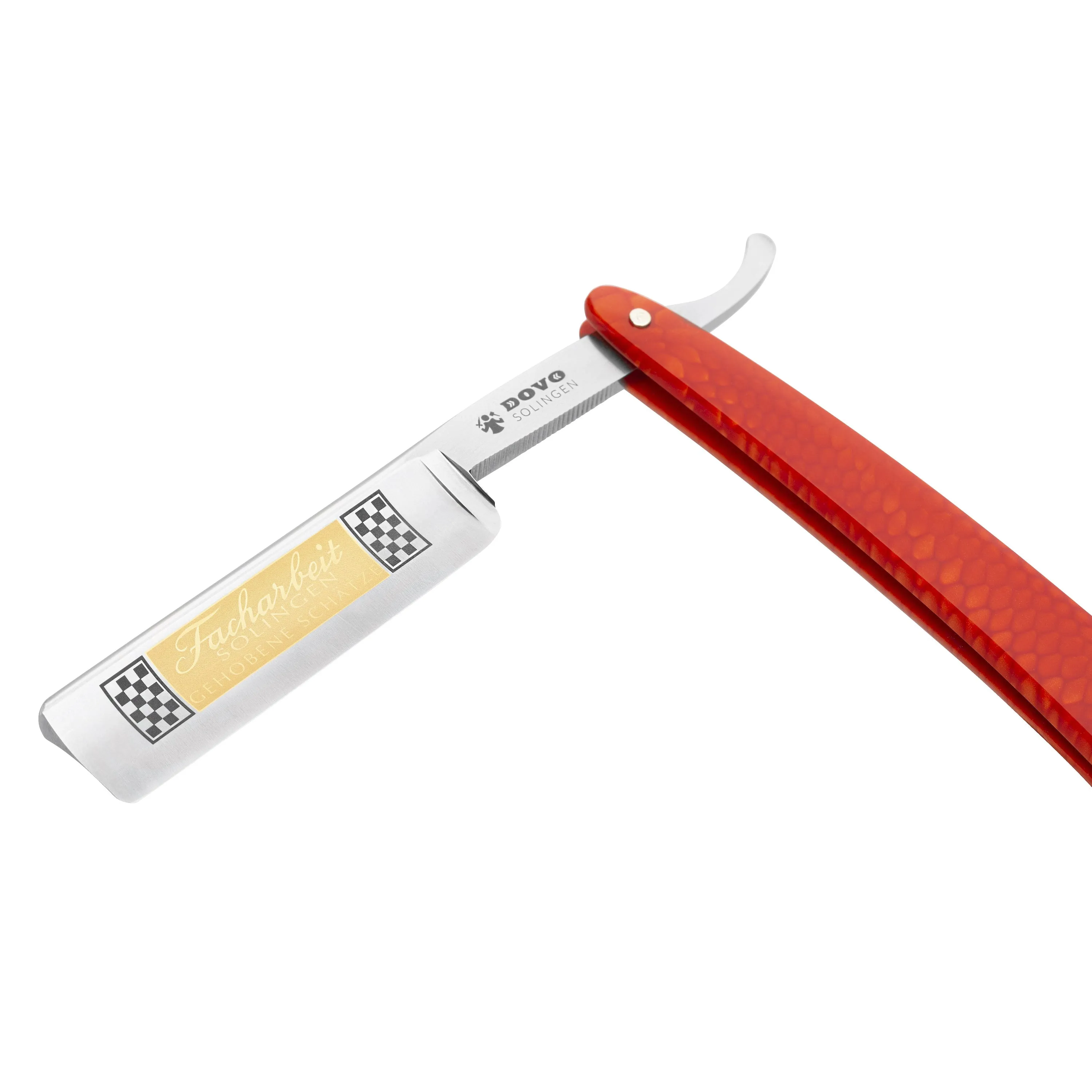 Dovo - Facharbeit Straight Razor, Acrylic Red Handle, Square Point, 6/8"