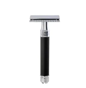 Edwin Jagger - DE86RC14 Black Rubber Coated Handle Double Edge Safety Razor