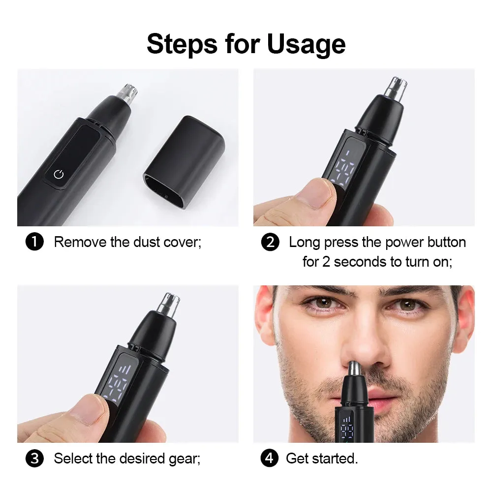 Electric Nose Hair Trimmer with LED Display - USB Rechargeable