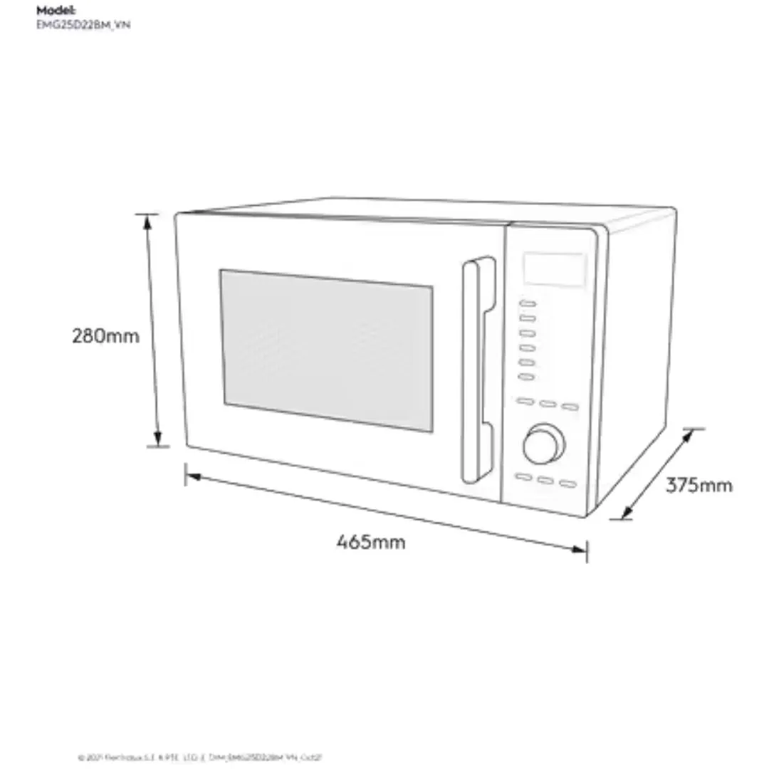 Electrolux EMG25D22BM 25L UltimateTaste 500 Freestanding Combination Microwave Oven