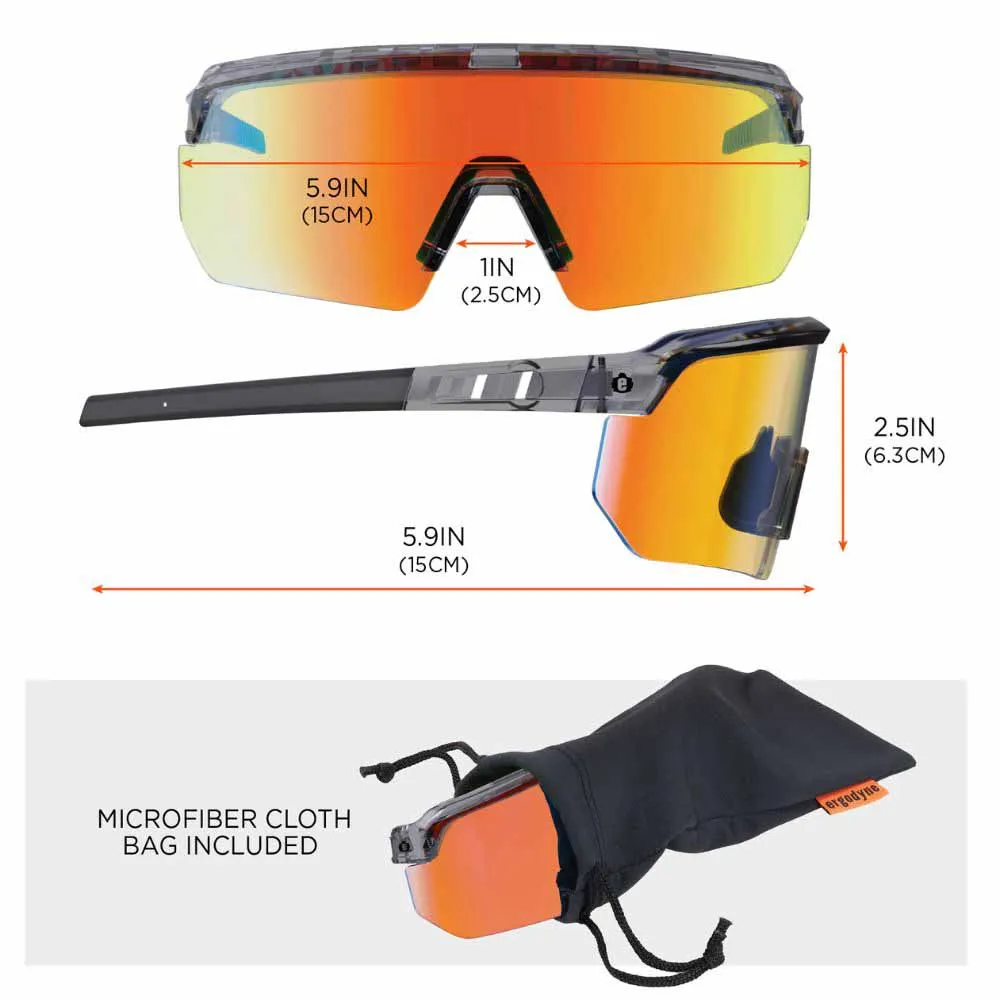 Ergodyne 55013 AEGIR-MI Clear Smoke Frame Orange Mirror Lens Safety Glasses