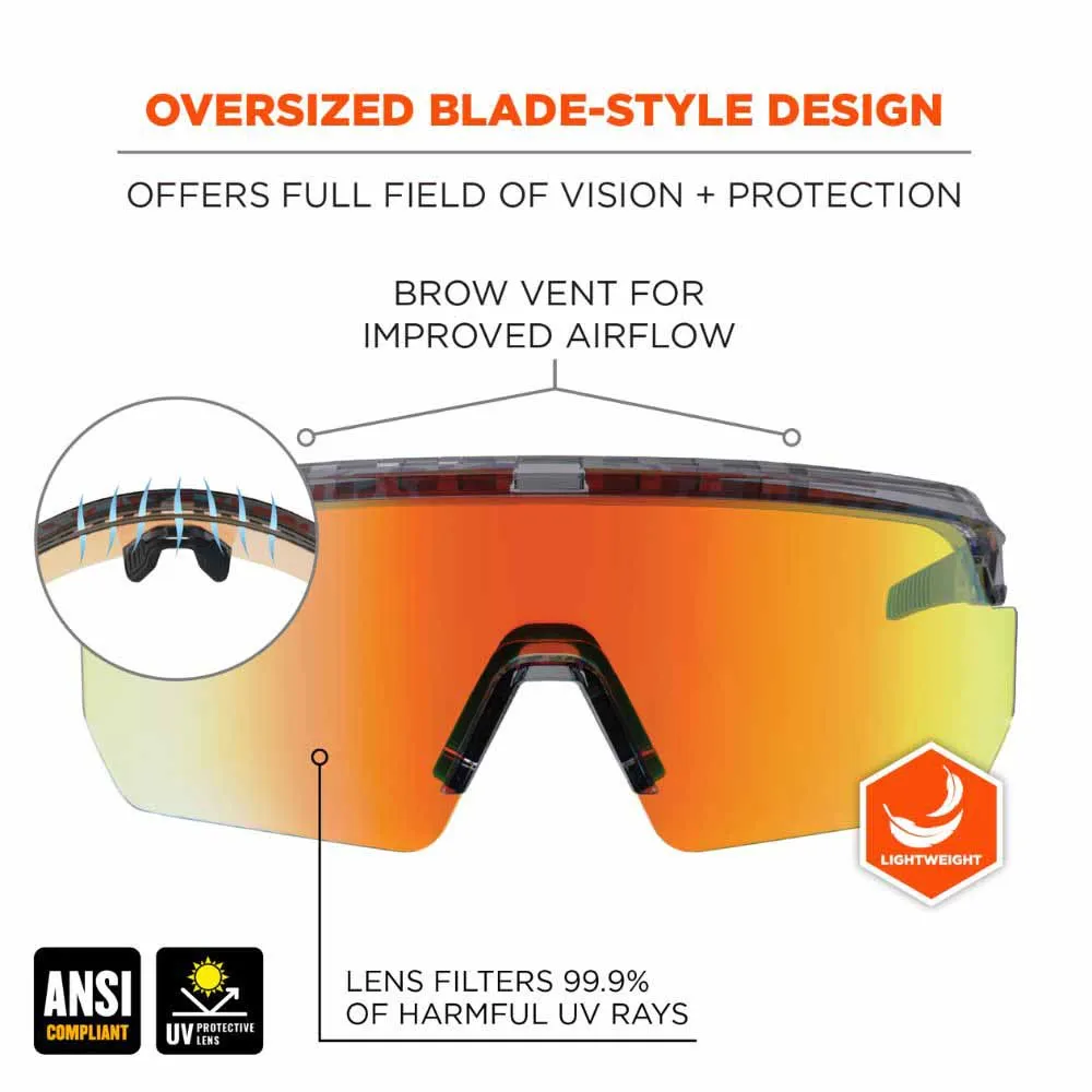 Ergodyne 55013 AEGIR-MI Clear Smoke Frame Orange Mirror Lens Safety Glasses