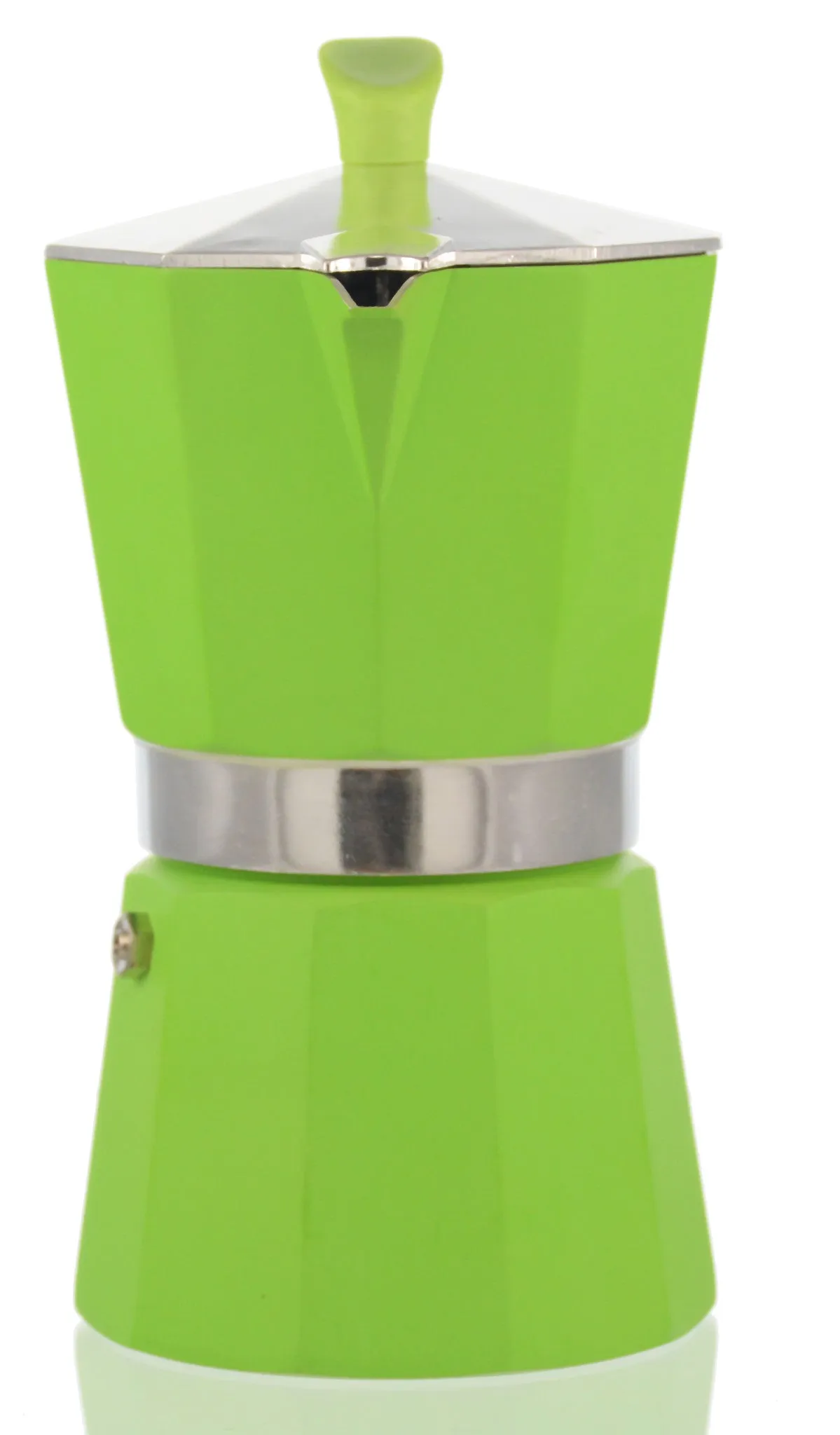 Espresso Coffee Maker Moka Pot: PEDRINI ITALY Polished Aluminium Stovetop Espresso Maker- Green, available in 4 sizes