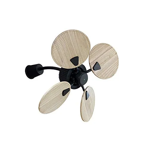 Fanzart Atom Wall Mount Fan - 34 inch Decorative Wooden Blades High Speed Wall Fan, 4 Beech Colour Blades, Energy Efficient Fan (Black)