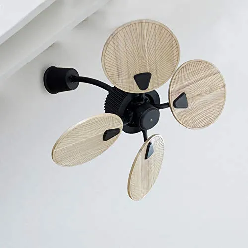 Fanzart Atom Wall Mount Fan - 34 inch Decorative Wooden Blades High Speed Wall Fan, 4 Beech Colour Blades, Energy Efficient Fan (Black)