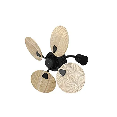 Fanzart Atom Wall Mount Fan - 34 inch Decorative Wooden Blades High Speed Wall Fan, 4 Beech Colour Blades, Energy Efficient Fan (Black)