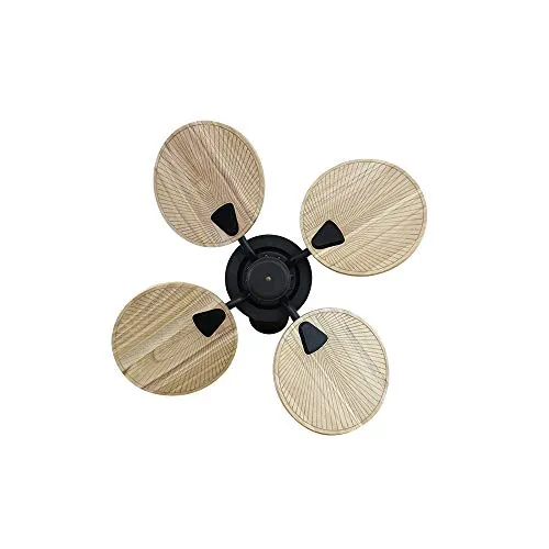 Fanzart Atom Wall Mount Fan - 34 inch Decorative Wooden Blades High Speed Wall Fan, 4 Beech Colour Blades, Energy Efficient Fan (Black)