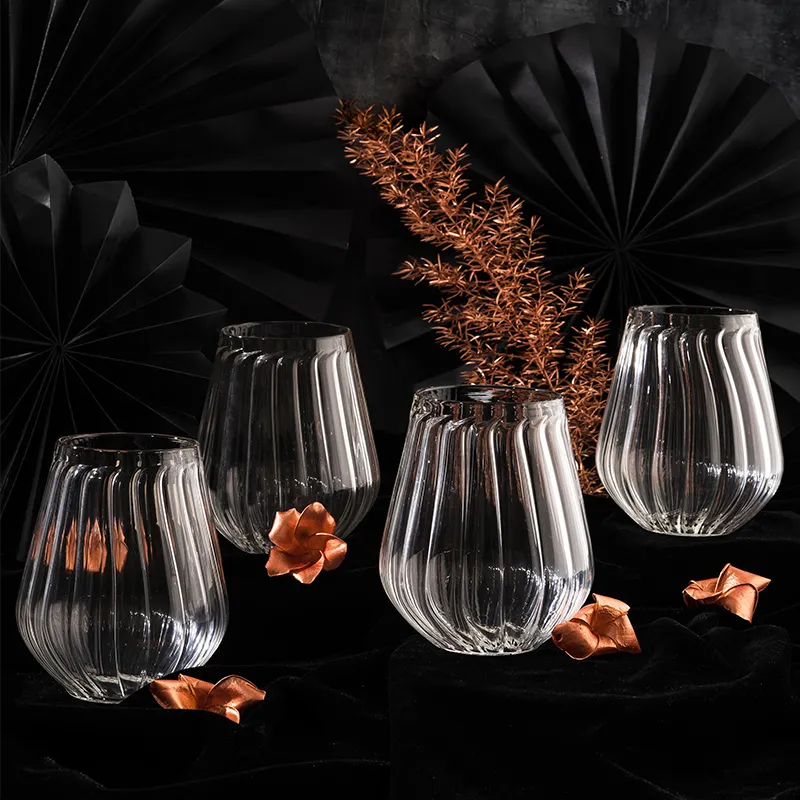 Firdaus Stemless Glasses - Straight ribbed (Set of 4)