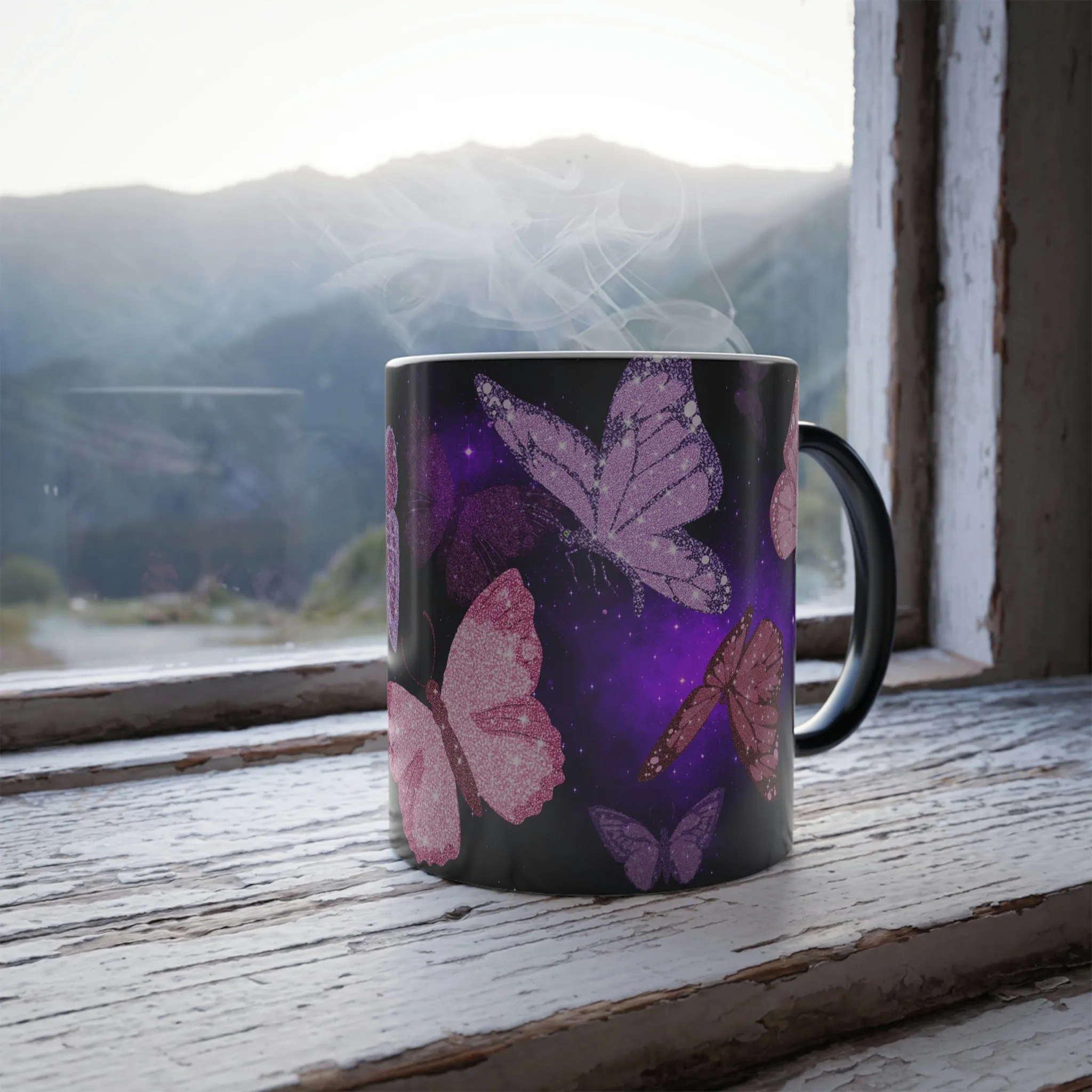 Galaxy butterflies 11oz Color Morphing Mug