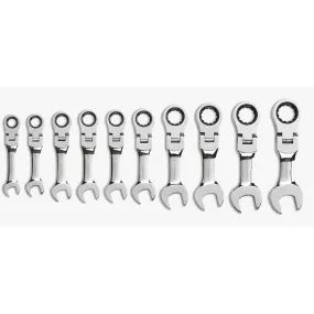 GearWrench 9550 10 Pc. 72-Tooth 12 Point Stubby Flex Head Ratcheting Combination Metric Wrench Set