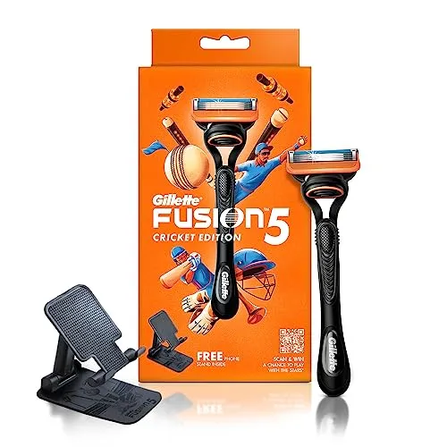 Gillette Fusion Cricket Edition Manual Razor with a Styling Back Blade and Phone stand