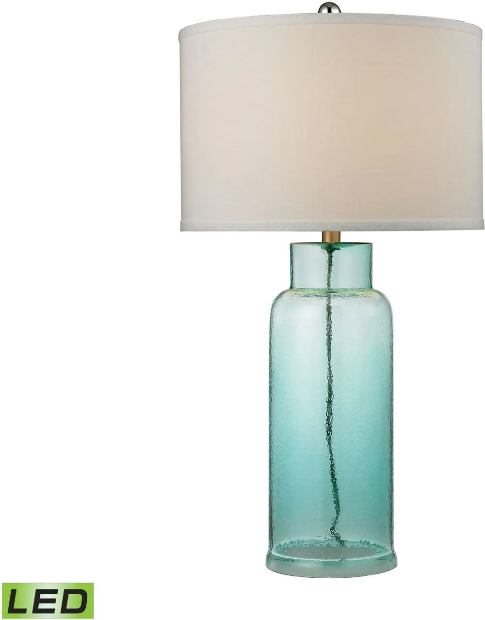 Glass Bottle Led Table Lamp In Seafoam Green