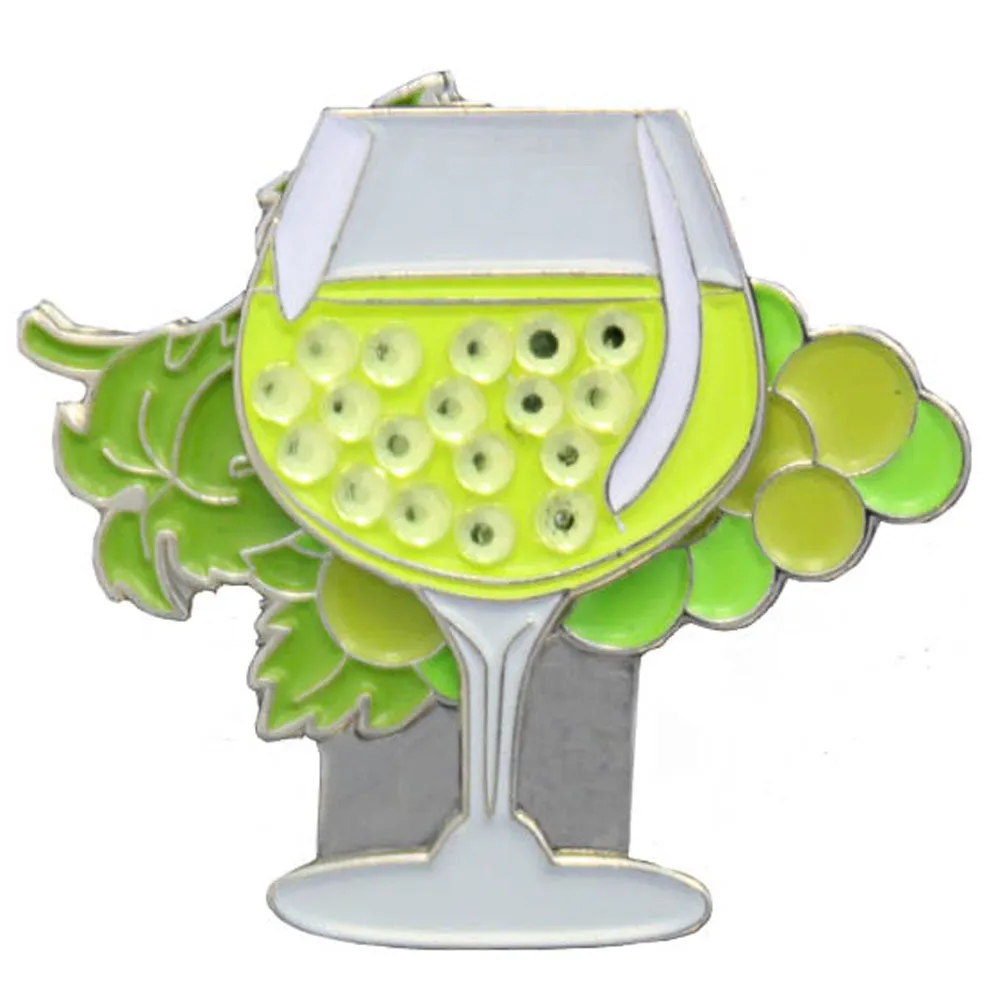 Glass Of White Wine Golf Ball Marker Grapes Hat Clip