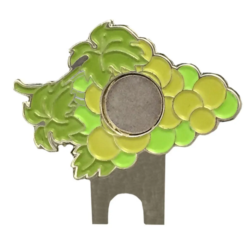 Glass Of White Wine Golf Ball Marker Grapes Hat Clip