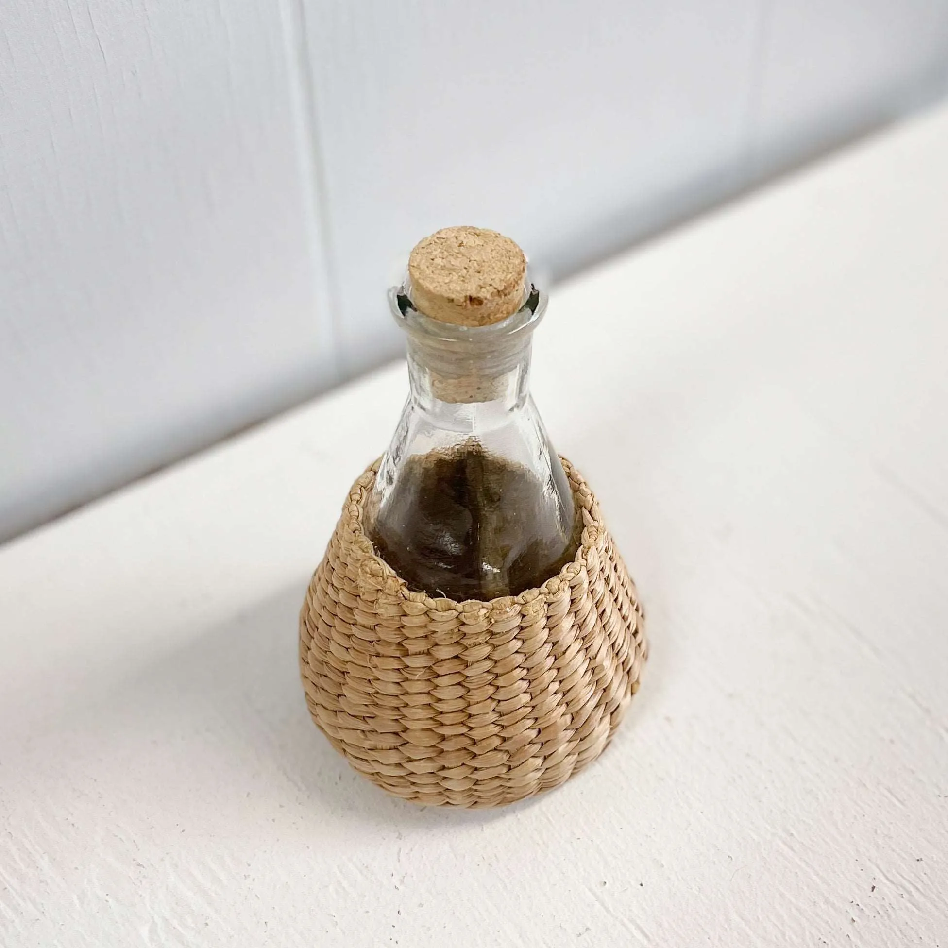 Glass Oil Bottle with Wicker Wrap