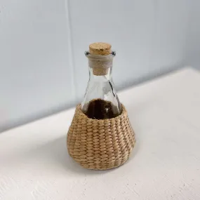 Glass Oil Bottle with Wicker Wrap