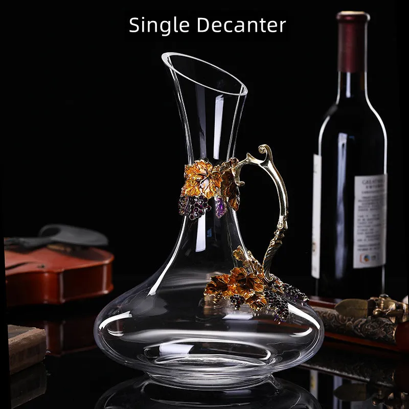 Golden Vine Crystal Wine Glasses with Decanter Suitcase Set