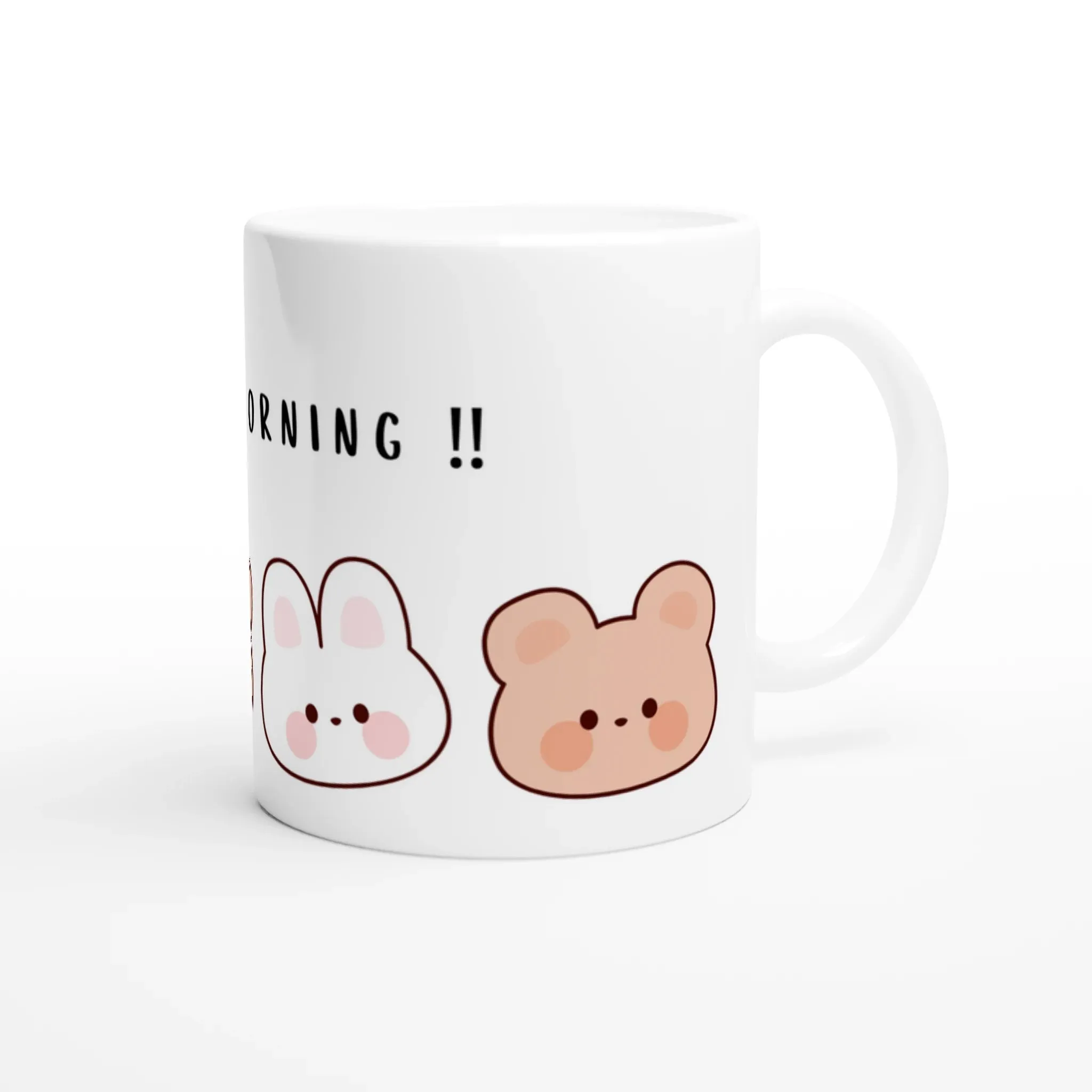 Good Morning Bunny and Bear Face Mug